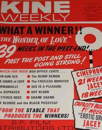 KINE WEEKLY magazine side cover 6 September 1969
