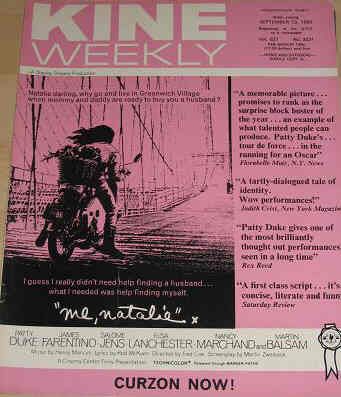 KINE WEEKLY magazine side cover 13 September 1969