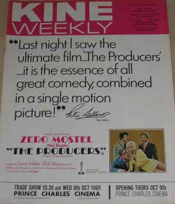 KINE WEEKLY magazine side cover 4 October 1969
