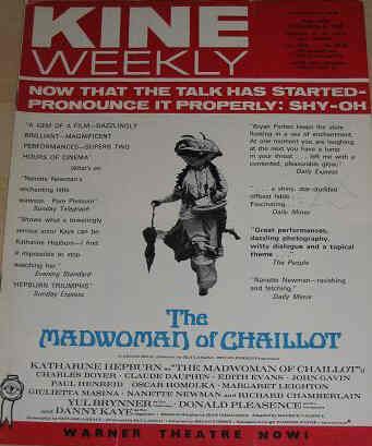 KINE WEEKLY magazine side cover 8 November 1969