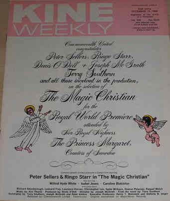 KINE WEEKLY magazine side cover 13 December 1969