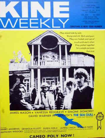 KINE WEEKLY magazine side cover 20 December 1969