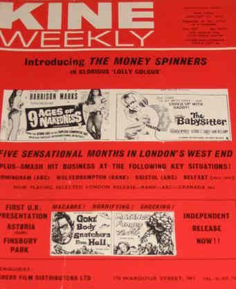 KINE WEEKLY magazine side cover 24 January 1970