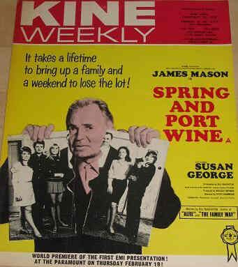 KINE WEEKLY magazine side cover 14 February 1970