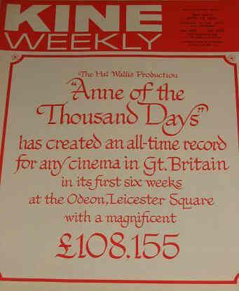 KINE WEEKLY magazine side cover 18 April 1970