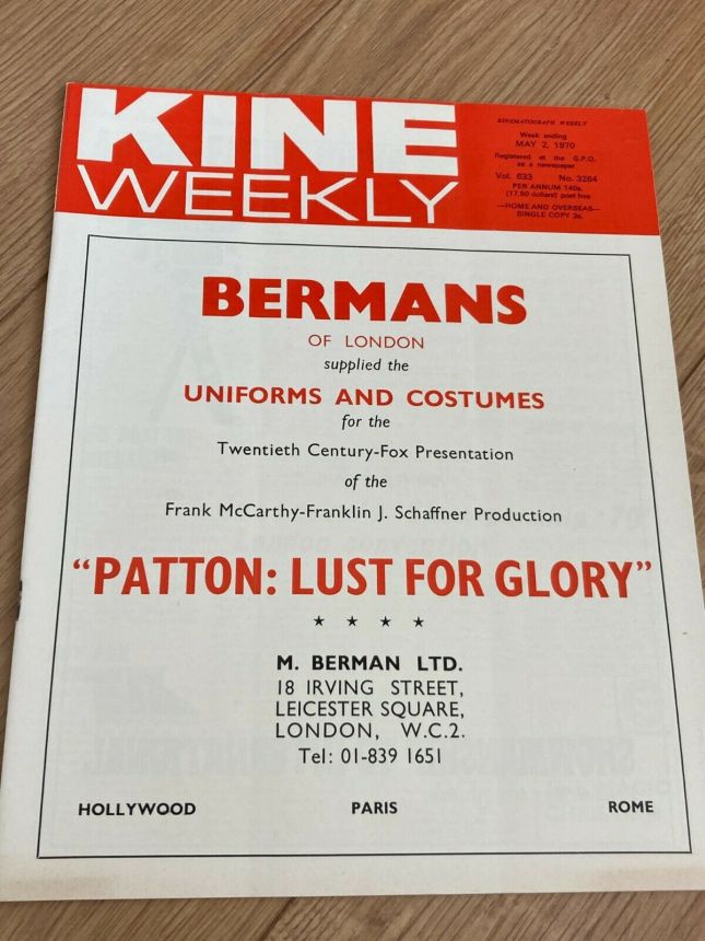 KINE WEEKLY magazine side cover 2 May 1970