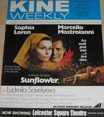 KINE WEEKLY magazine side cover 15 August 1970