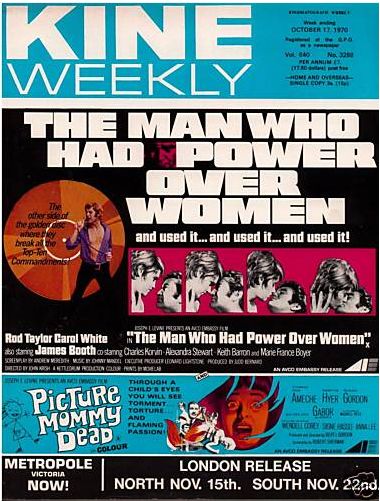 KINE WEEKLY magazine side cover 17 October 1970