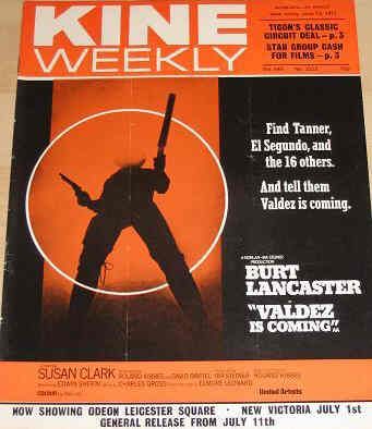 KINE WEEKLY magazine side cover 12 June 1971