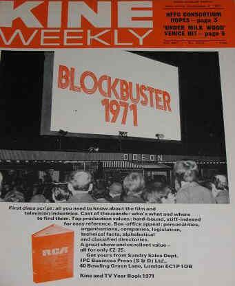 KINE WEEKLY magazine side cover 4 September 1971