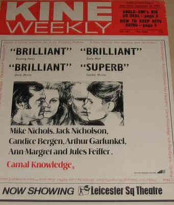 KINE WEEKLY magazine side cover 18 September 1971