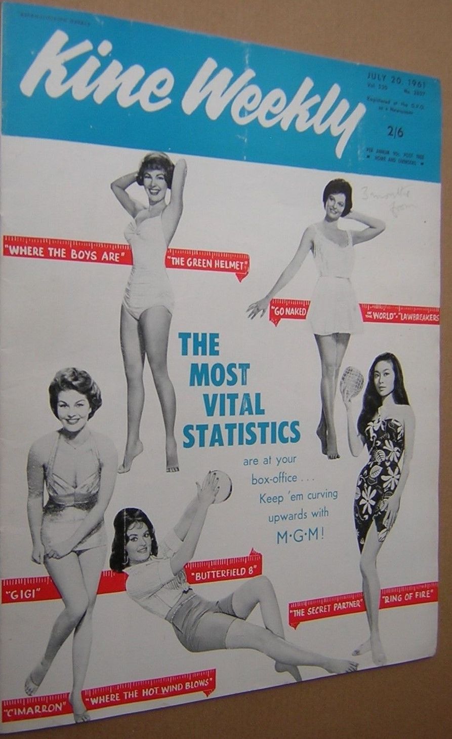 KINE WEEKLY magazine side cover 20 July 1961