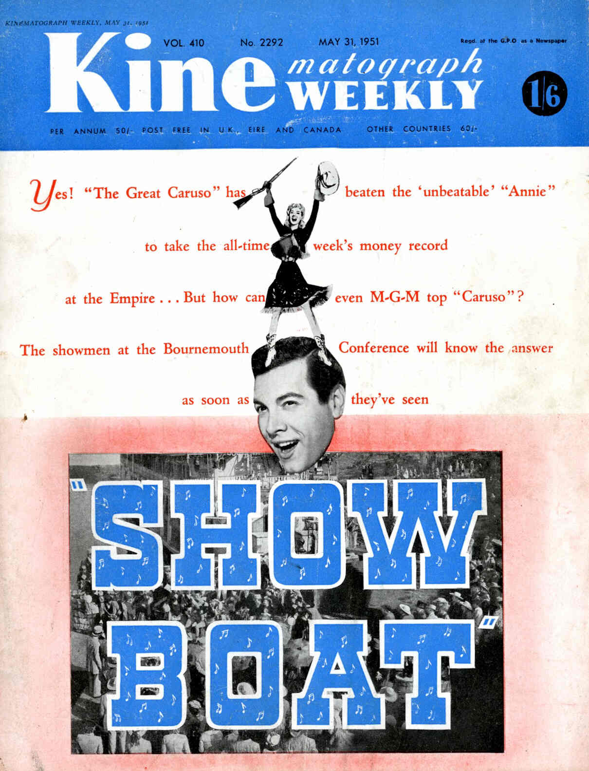 KINE WEEKLY magazine side cover Issue 2292 31 May 1951