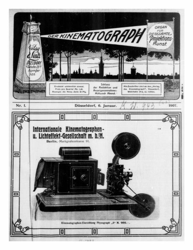 KINEMATOGRAPH | DER magazine side cover Issue 1 6 January 1907