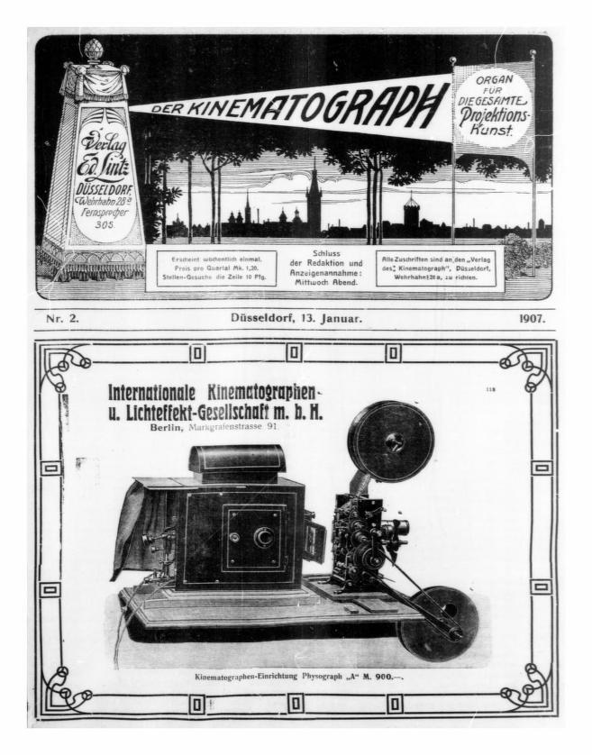 KINEMATOGRAPH | DER magazine side cover Issue 2 13 January 1907