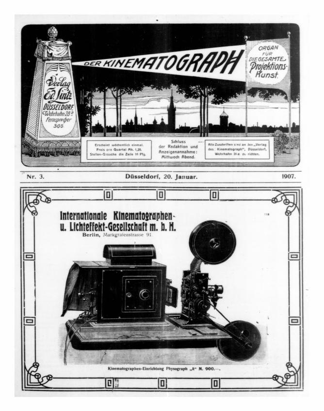 KINEMATOGRAPH | DER magazine side cover Issue 3 20 January 1907