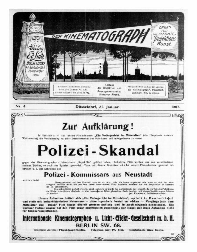KINEMATOGRAPH | DER magazine side cover Issue 4 27 January 1907