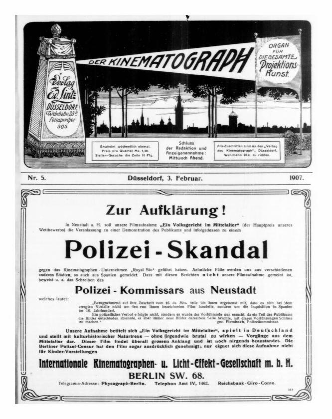 KINEMATOGRAPH | DER magazine side cover Issue 5 3 February 1907