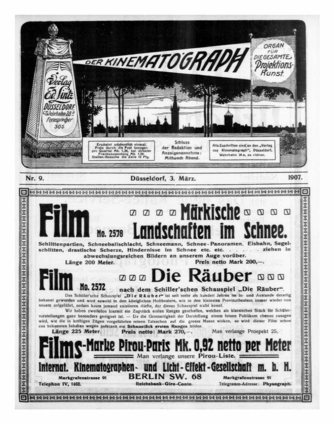 KINEMATOGRAPH | DER magazine side cover Issue 9 3 March 1907