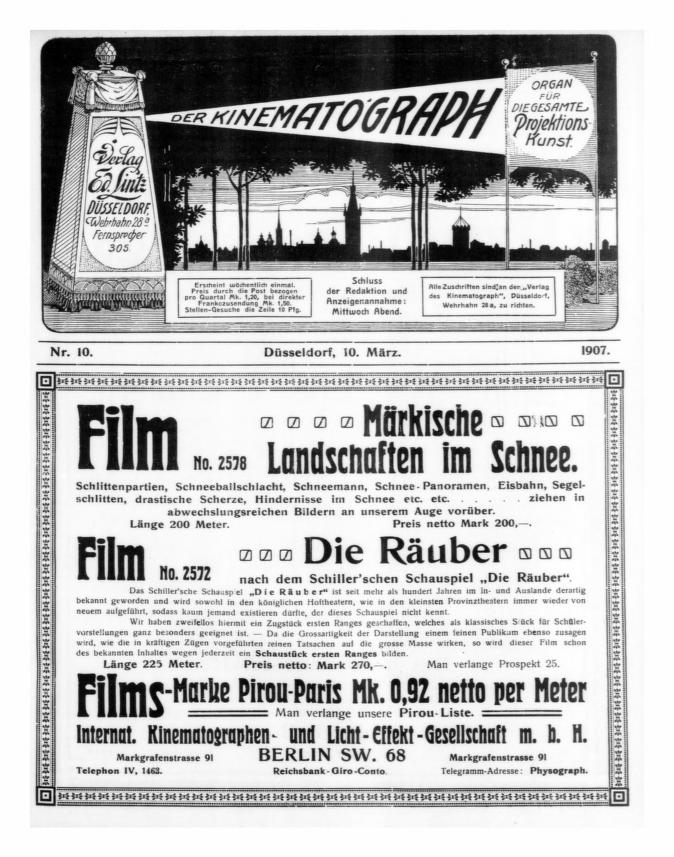 KINEMATOGRAPH | DER magazine side cover Issue 10 10 March 1907
