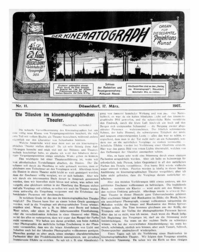 KINEMATOGRAPH | DER magazine side cover Issue 11 17 March 1907