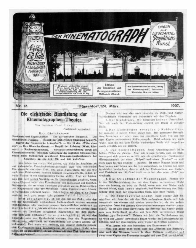 KINEMATOGRAPH | DER magazine side cover Issue 12 24 March 1907