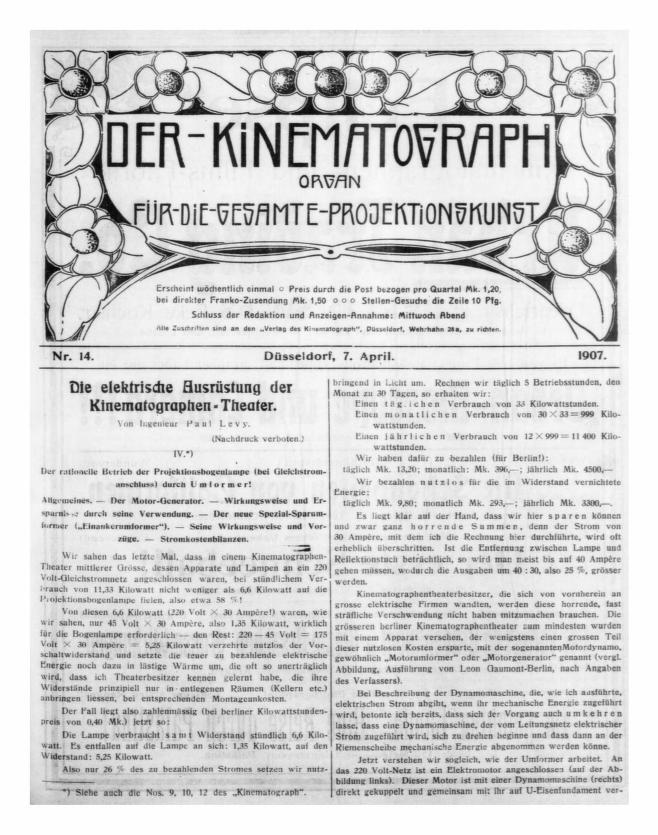 KINEMATOGRAPH | DER magazine side cover Issue 14 7 April 1907