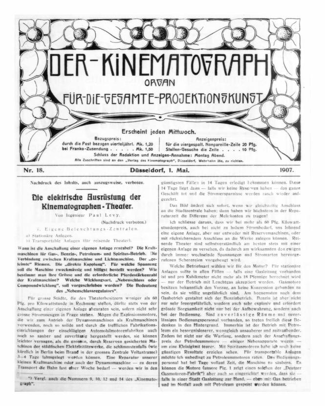 KINEMATOGRAPH | DER magazine side cover Issue 18 1 May 1907