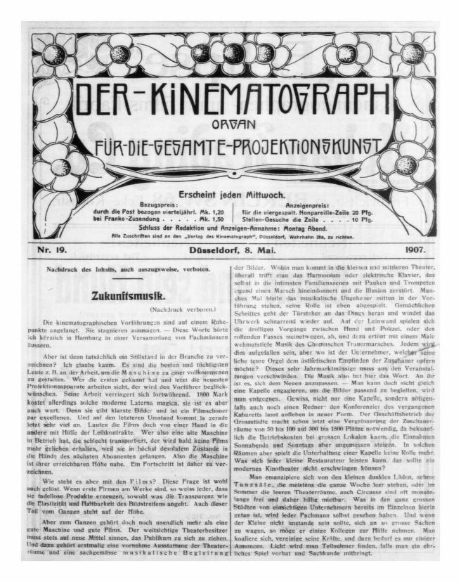 KINEMATOGRAPH | DER magazine side cover Issue 19 8 May 1907