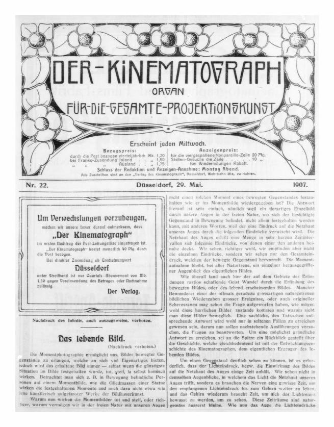 KINEMATOGRAPH | DER magazine side cover Issue 22 29 May 1907
