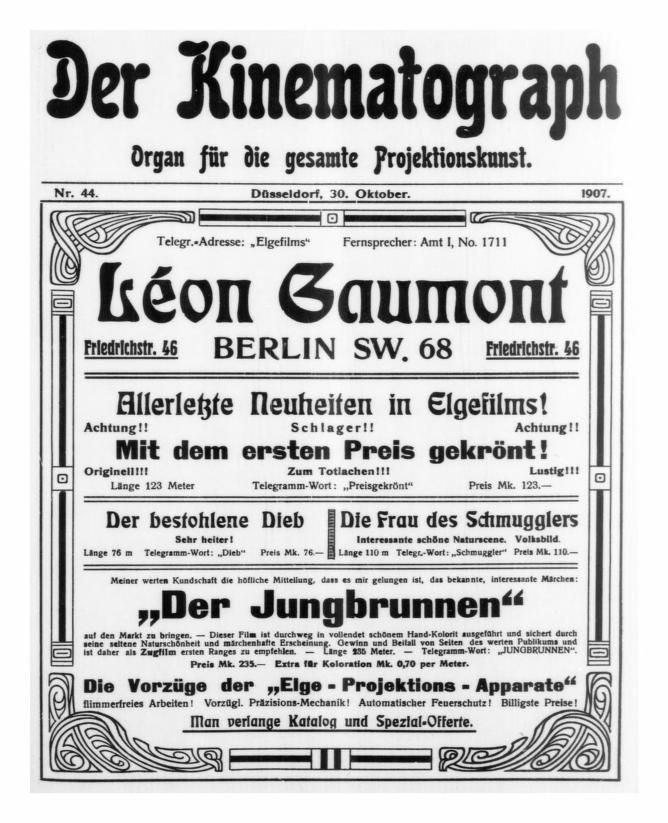 KINEMATOGRAPH | DER magazine side cover Issue 44 30 October 1907