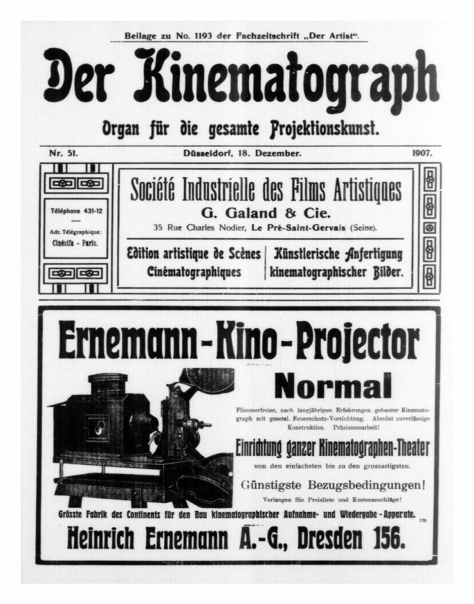 KINEMATOGRAPH | DER magazine side cover Issue 51 18 December 1907