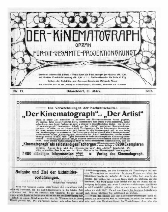 KINEMATOGRAPH | DER magazine side cover Issue 13 31 March 1907