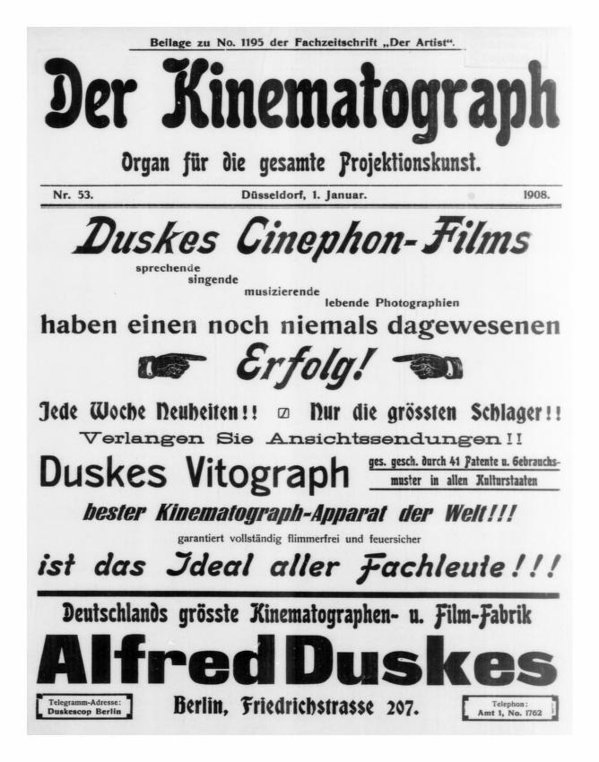 KINEMATOGRAPH | DER magazine side cover Issue 53 1 January 1908