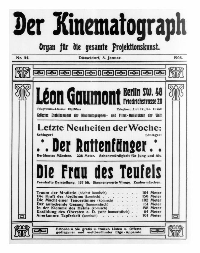 KINEMATOGRAPH | DER magazine side cover Issue 54 8 January 1908