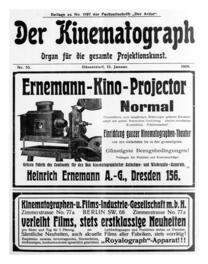KINEMATOGRAPH | DER magazine side cover Issue 55 15 January 1908