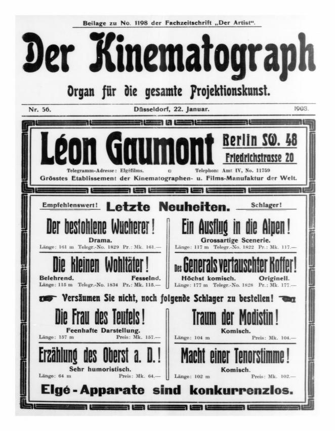KINEMATOGRAPH | DER magazine side cover Issue 56 22 January 1908
