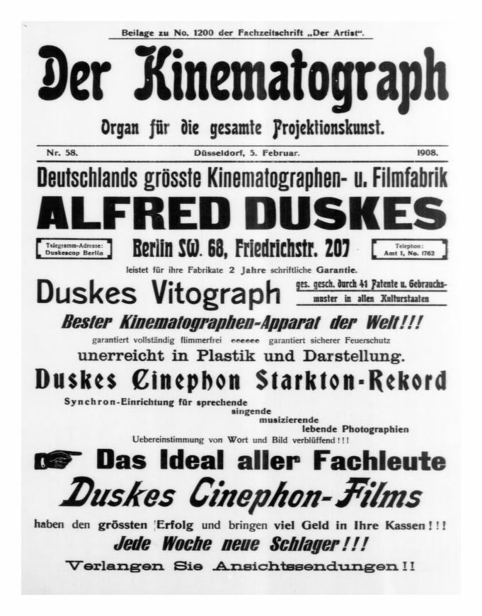 KINEMATOGRAPH | DER magazine side cover Issue 58 5 February 1908