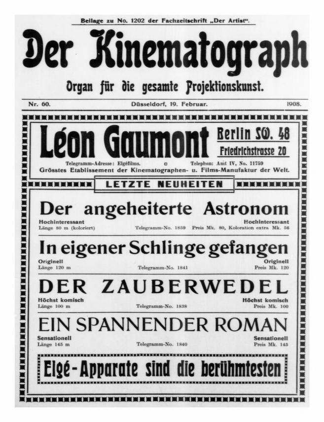 KINEMATOGRAPH | DER magazine side cover Issue 60 19 February 1908
