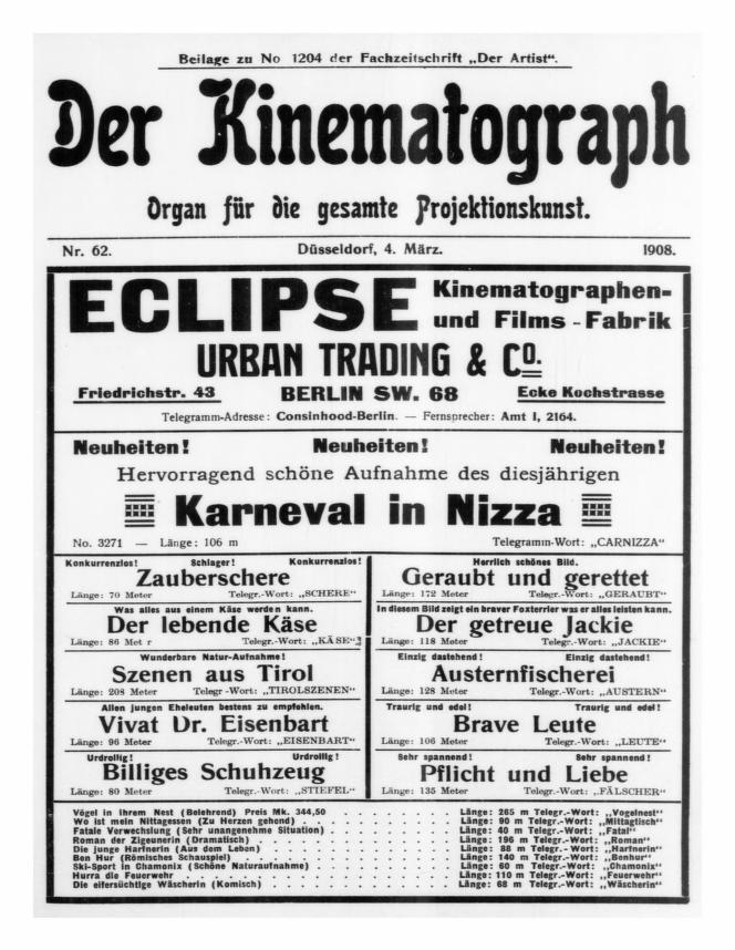 KINEMATOGRAPH | DER magazine side cover Issue 62 4 March 1908