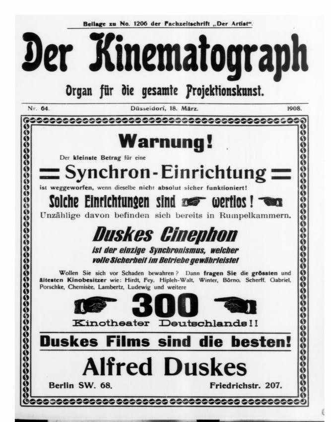 KINEMATOGRAPH | DER magazine side cover Issue 64 18 March 1908