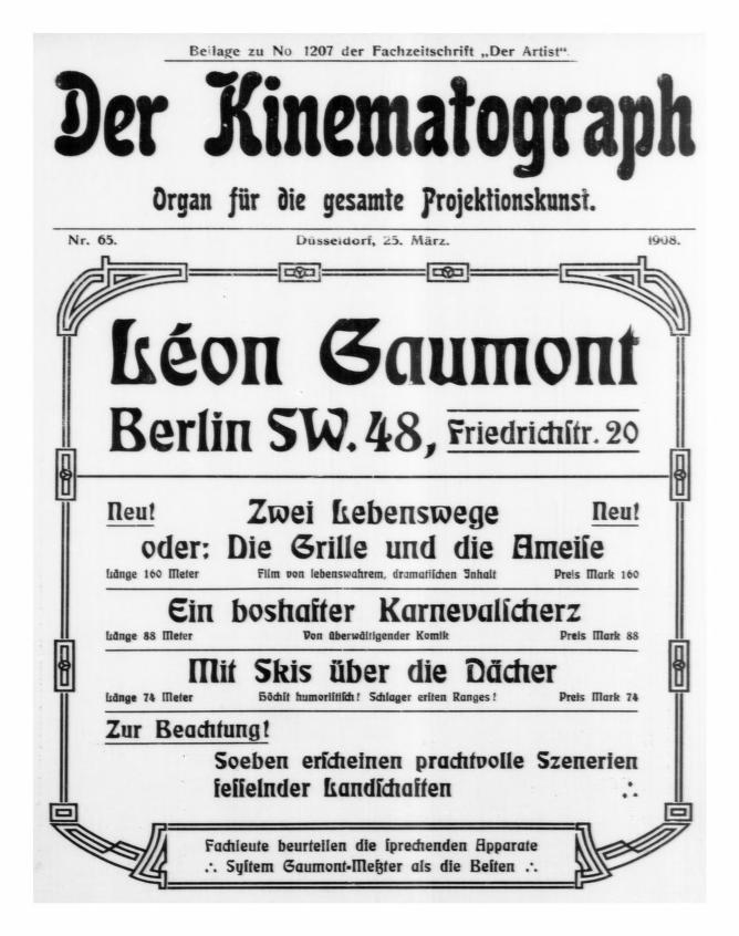 KINEMATOGRAPH | DER magazine side cover Issue 65 25 March 1908