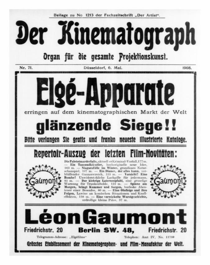 KINEMATOGRAPH | DER magazine side cover Issue 71 6 May 1908
