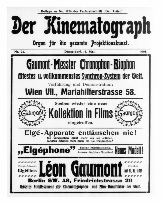 KINEMATOGRAPH | DER magazine side cover Issue 72 13 May 1908