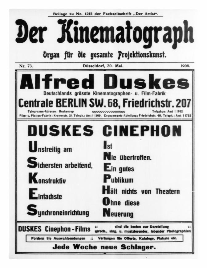 KINEMATOGRAPH | DER magazine side cover Issue 73 20 May 1908