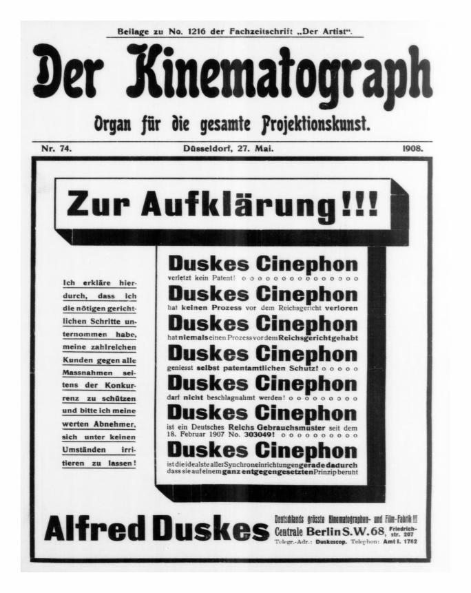 KINEMATOGRAPH | DER magazine side cover Issue 74 27 May 1908