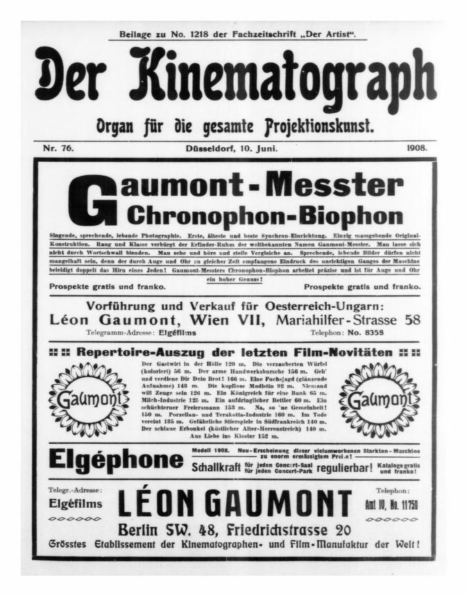 KINEMATOGRAPH | DER magazine side cover Issue 76 10 June 1908