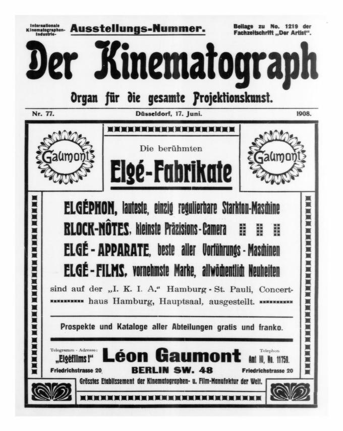 KINEMATOGRAPH | DER magazine side cover Issue 77 17 June 1908
