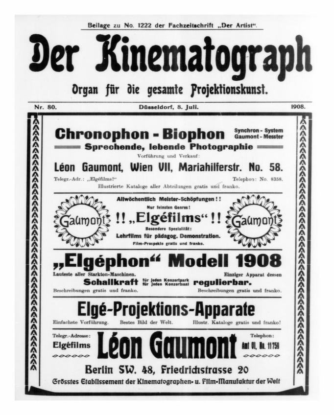 KINEMATOGRAPH | DER magazine side cover Issue 80 8 July 1908