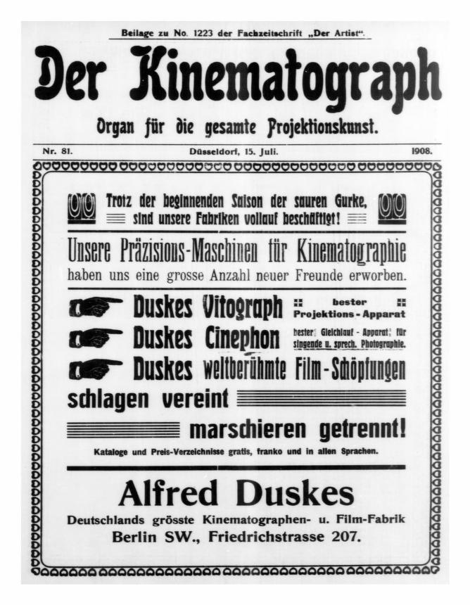 KINEMATOGRAPH | DER magazine side cover Issue 81 15 July 1908